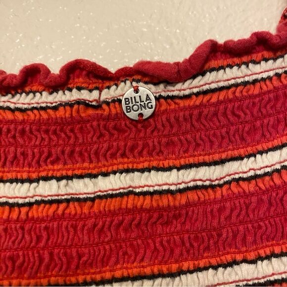 Billabong Sun Dreamer Red Striped Smocked Crop Top cotton modal Tank Y2K- S - Picture 6 of 9